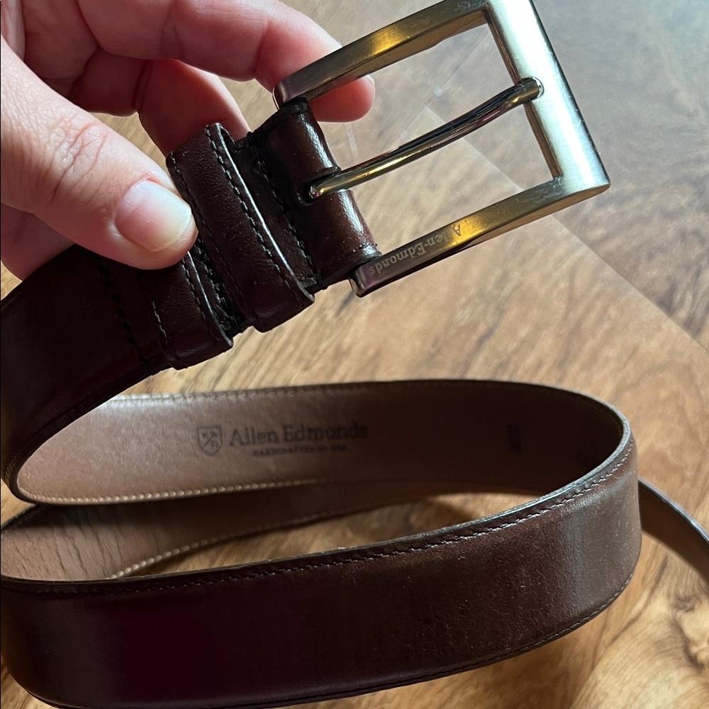 Allen Edmonds Dark Brown Leather Belt Size 38
